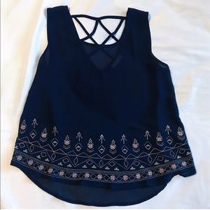 Navy Blue Sheer Top